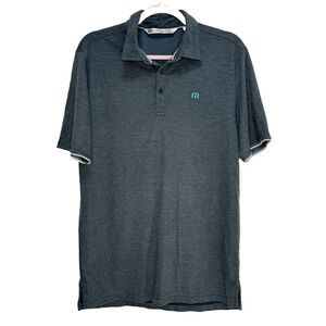 Travis Mathew Mens Blue/Gray Short Sleeve Casual Golf Performance Polo Size M